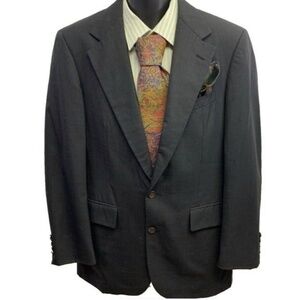 Halls KC Mens Sport Coat Dark Grey‎ Windowpane Glen Check Classic Tailored